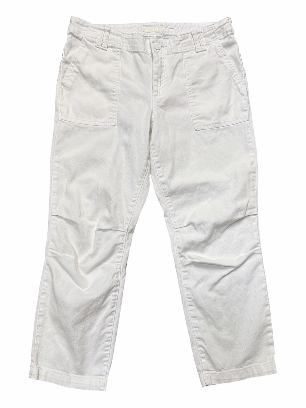 Kut mid rise crop straight leg white jeans